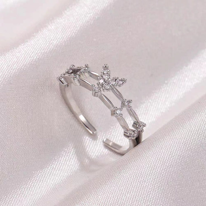 Butterfly Shadow Moissanite Double-Layer Adjustable Ring