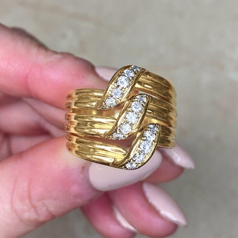 Flowing Ribbon Multi-Band Ring