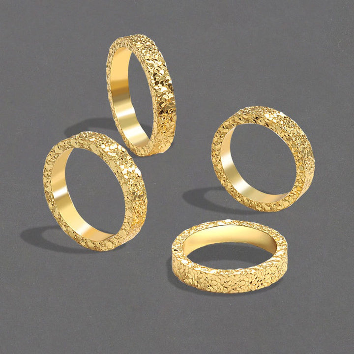 「Hammered Glow」Handcrafted Textured Band Ring