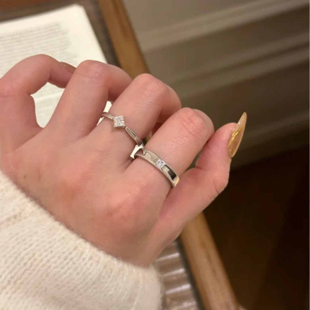 Woven Gold Promise Couple Rings