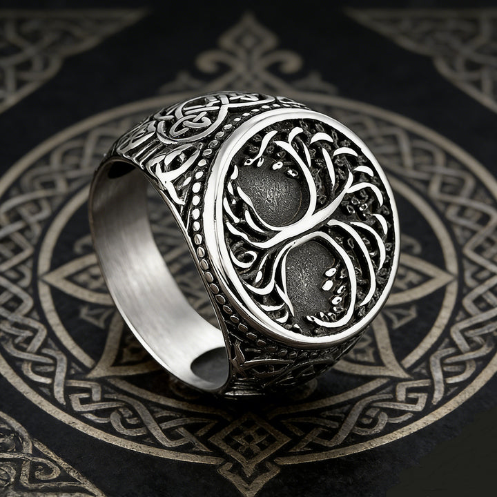 Tree of Life Guardian S925 Silver Celtic Knot Vintage Oxidized Ring