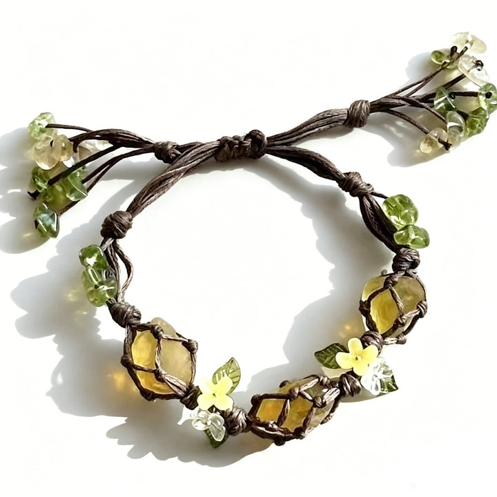 Sunshine Oasis Natural Citrine & Peridot Braided Bracelet