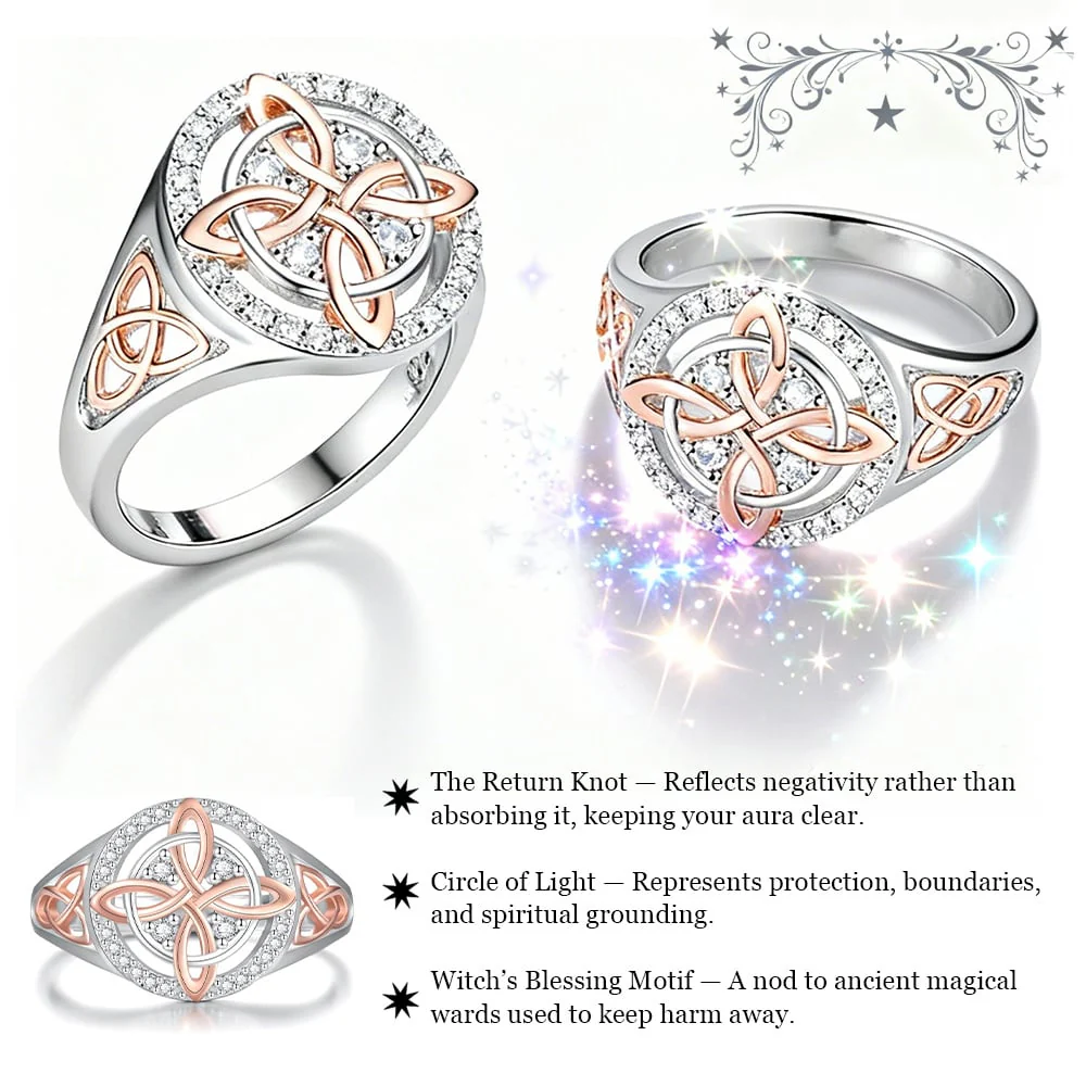 S925 Silver Two-Tone Celtic Witch Knot Ring