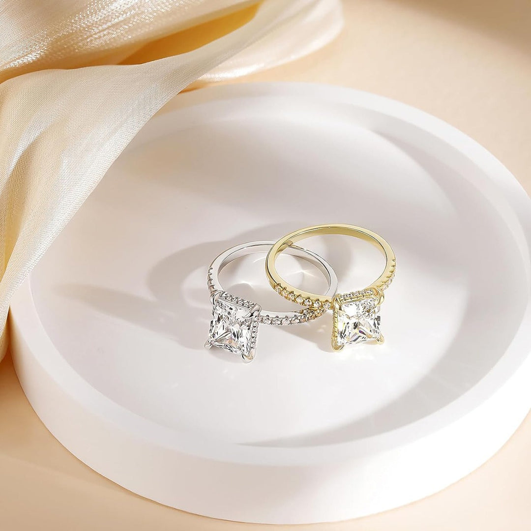 S925 Sterling Silver Radiant Cut Moissanite Four-Prong Ring