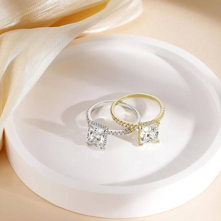 S925 Sterling Silver Radiant Cut Moissanite Four-Prong Ring