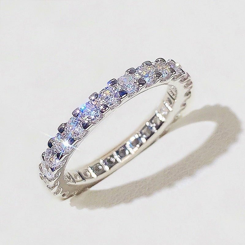 Stellar Eternity S925 Sterling Silver Pave Diamond Eternity Band Timeless Sparkle Everyday Elegance