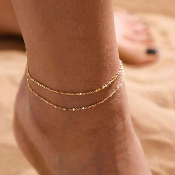 Timeless Stackable Gold/Silver Two-Tone Multi-Chain Anklet Set