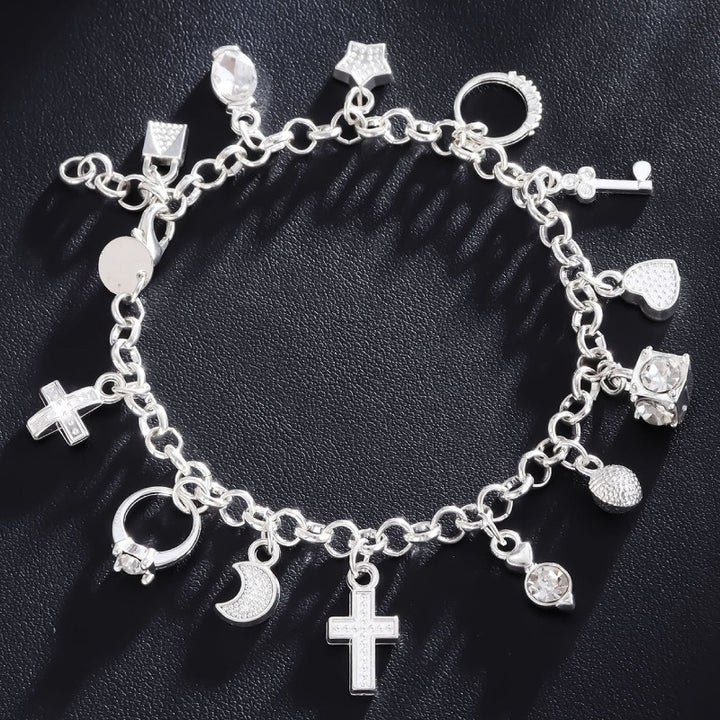 S925 Sterling Silver Vintage Multi-Charm Bracelet