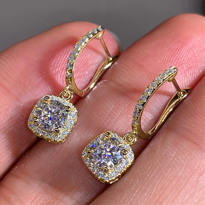 Halo-Set Moissanite Drop Earrings