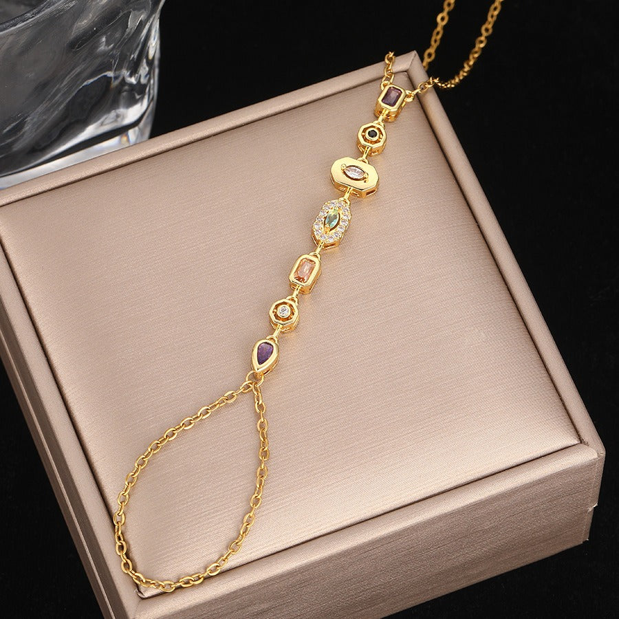 Multi-Facet Sparkle S925 Silver Colorful Stone Chain Bracelet
