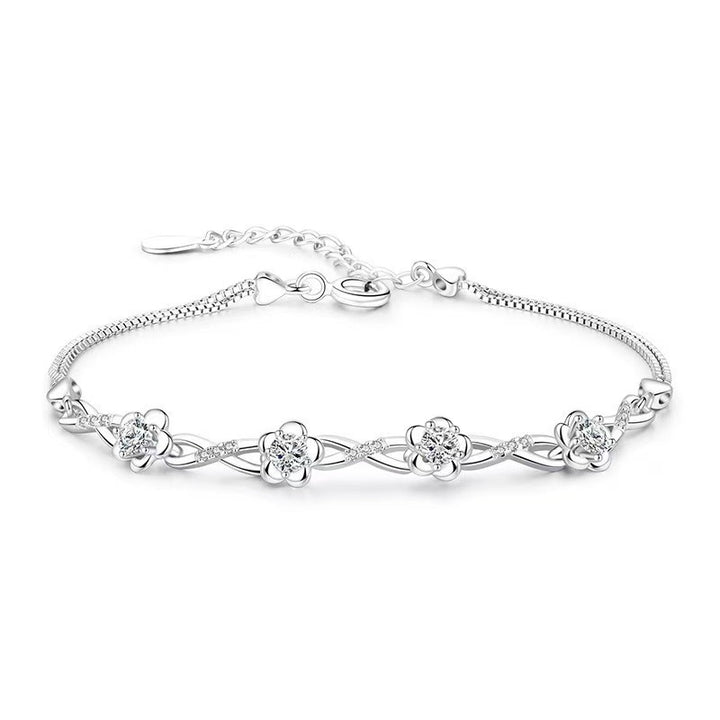 Blooming Four Flowers Zircon Bracelet