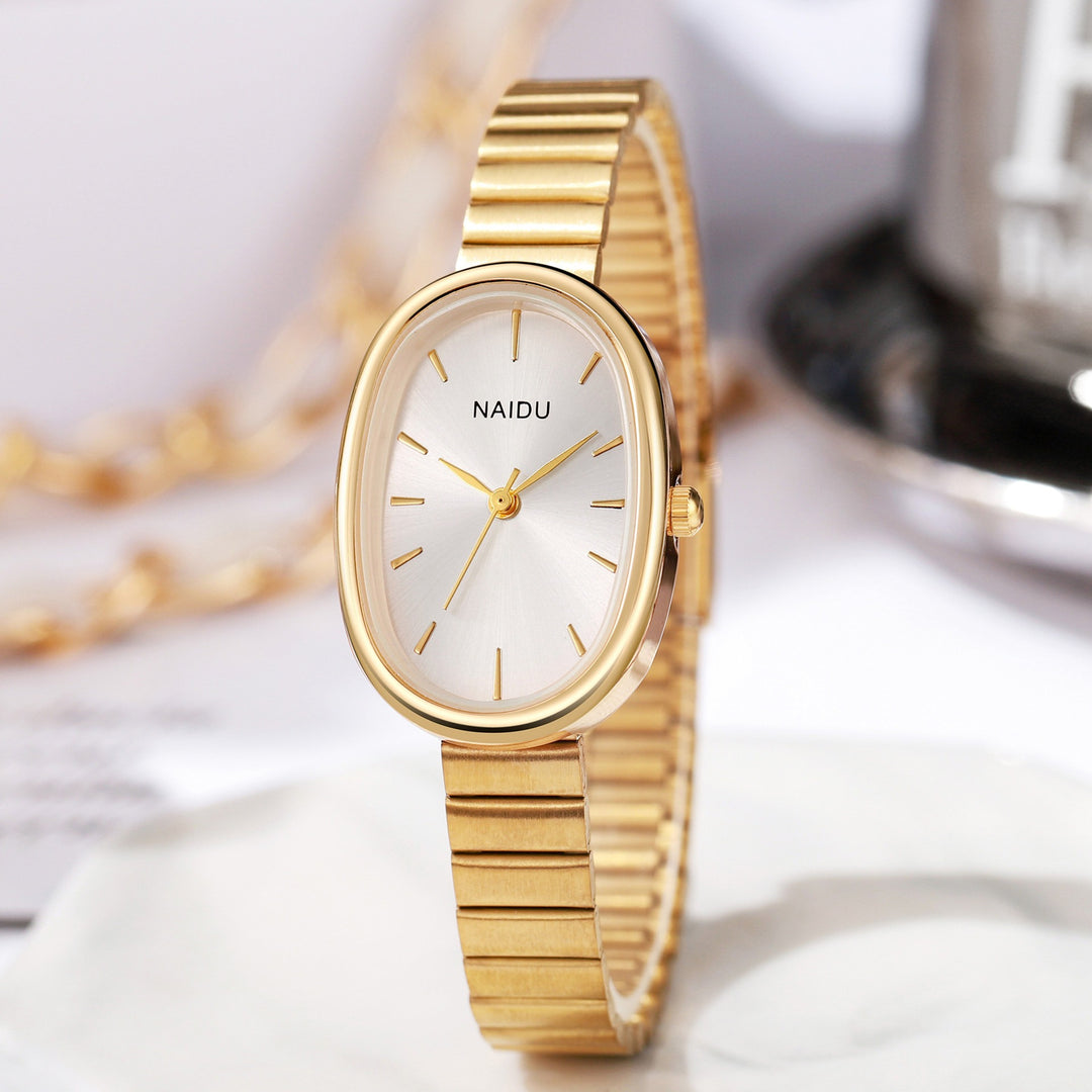 Vintage Oval Quiet Luxury Stretch Band Watch