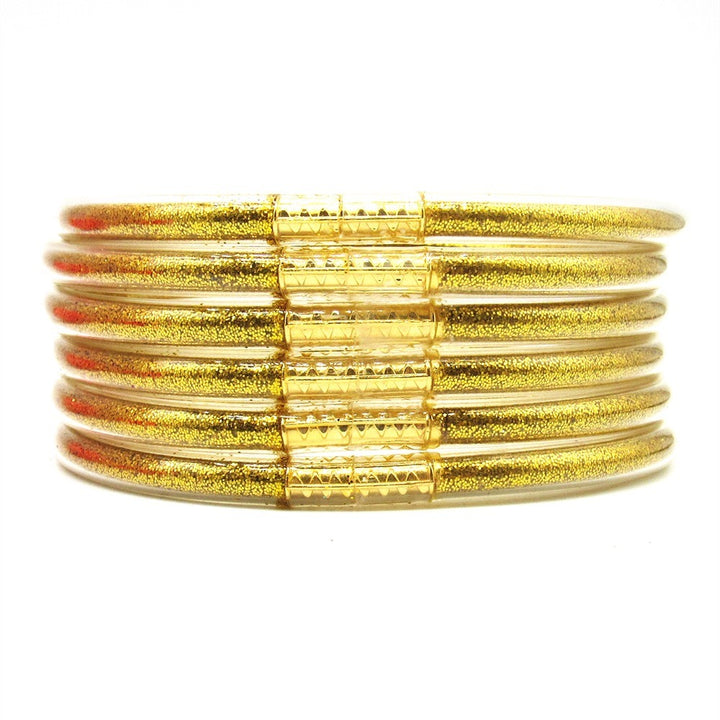 6-Piece Glitter-Filled Jelly Bangle Set