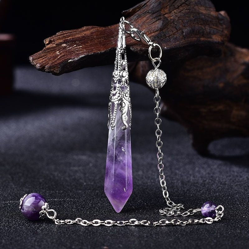 Natural Amethyst Double Terminated Point Pendulum Pendant