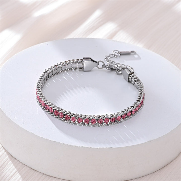 S925 Sterling Silver Two-Row Cuban Link CZ Tennis Bracelet