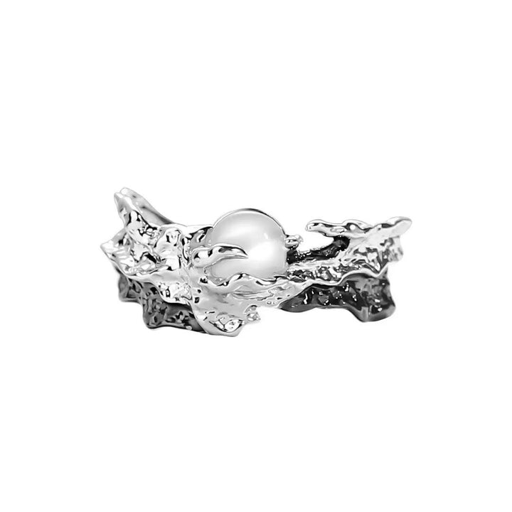 Sterling Silver Molten Texture Sun Moon Ring