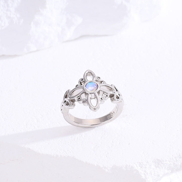 S925 Sterling Silver Celtic Witch Knot Moonstone Ring
