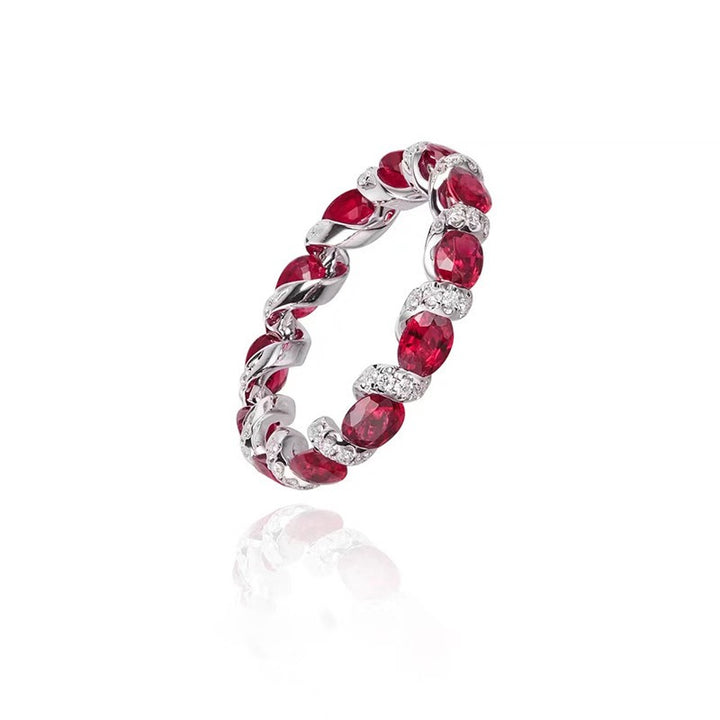 Intertwined Elegance S925 Silver Handcrafted Gemstone Pavé Band Ring
