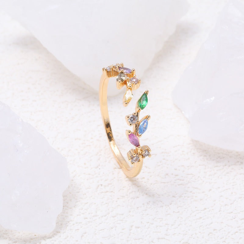 Ear of Wheat S925 Silver 14K Gold Plated Geometric Open Ring