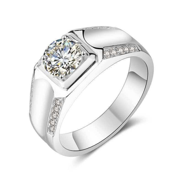 S925 Silver Handcrafted Vintage Geometric Moissanite Wide Band Ring