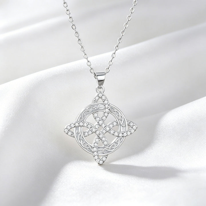 S925 Silver Micro-Pavé Witches Knot Protection Amulet Necklace
