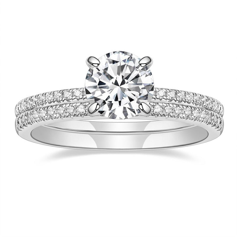 Dainty S925 Silver 2-Piece Bridal Ring Set