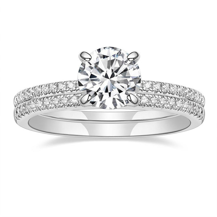 Dainty S925 Silver 2-Piece Bridal Ring Set