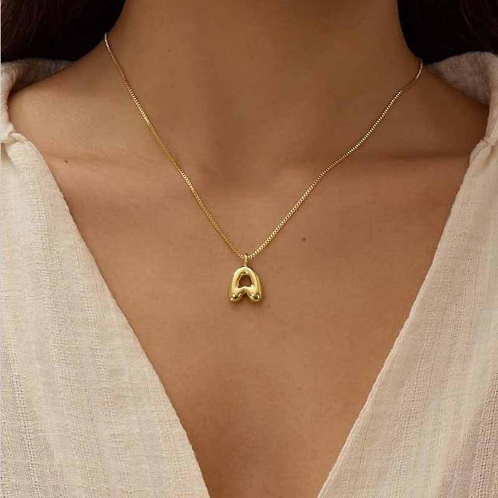 Dainty Minimalist Bubble Letter Initial Necklace