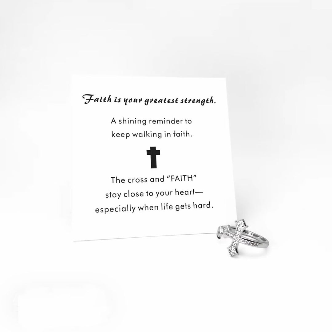 Light of Faith Micro-Pavé Cross Adjustable Ring