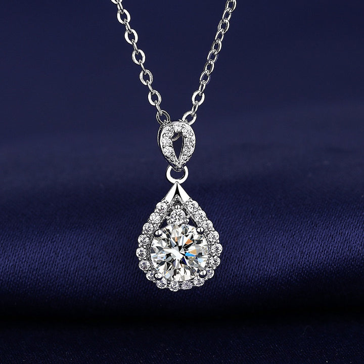 S925 Silver Micro-Pavé Teardrop Halo Pendant Necklace
