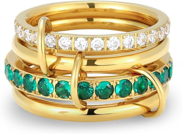 14K Gold Plated Multi-Layer Interlocking Ring
