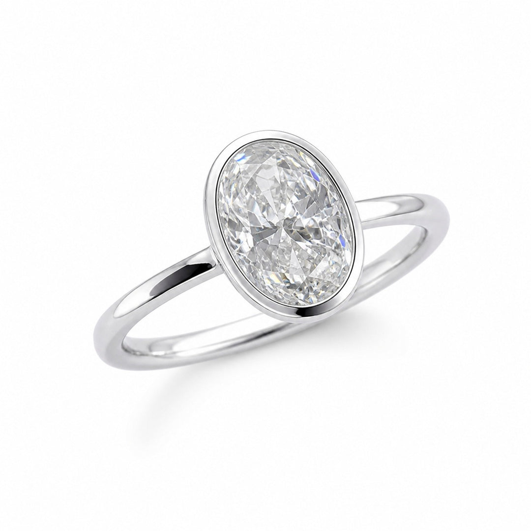 Minimalist Frame S925 Silver Bezel-Set Oval Solitaire Ring