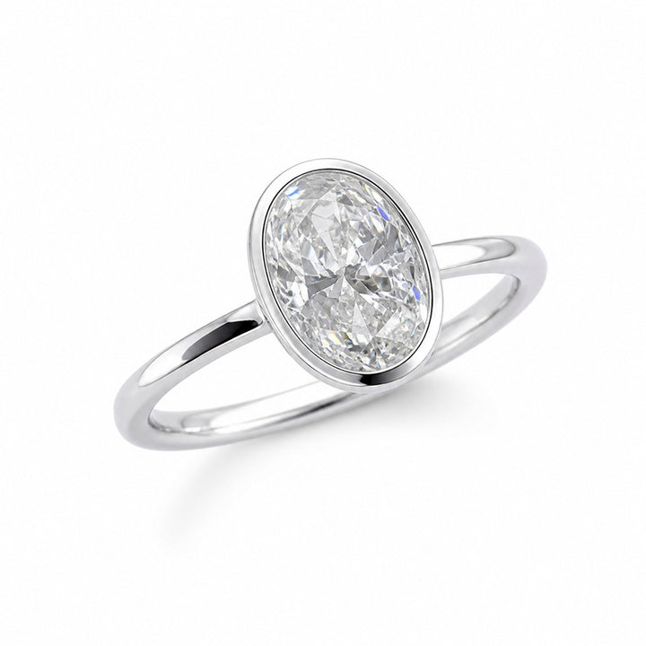 Minimalist Frame S925 Silver Bezel-Set Oval Solitaire Ring