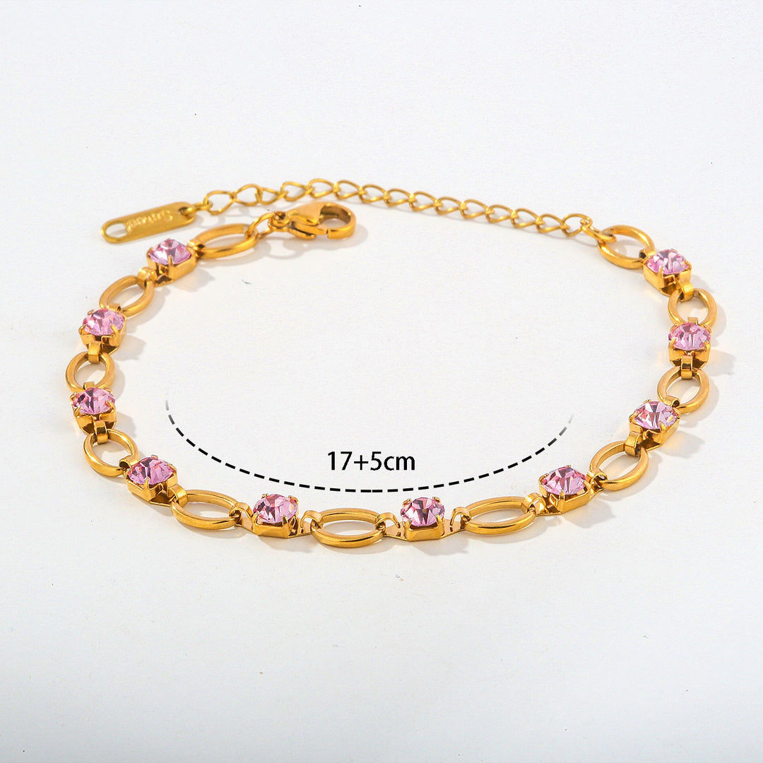 Radiant Rhythm 14K Gold Alternating Chain Gemstone Bracelet
