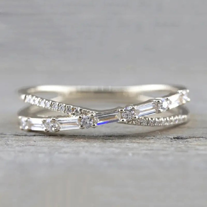 Stellar Orbit S925 Silver Interlocking Dual-Band Micro-Pavé Ring