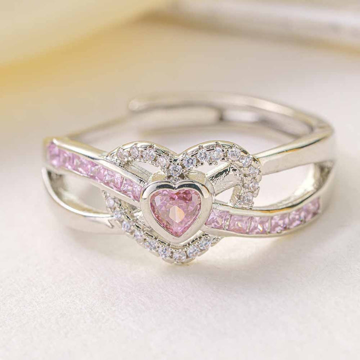 Endless Promise Two-Tone Heart Pave Open Ring