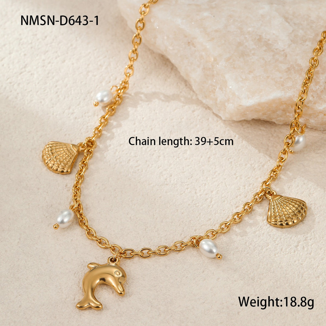 Summer Coastal Dream 18K Gold Ocean-Themed Charm Necklace