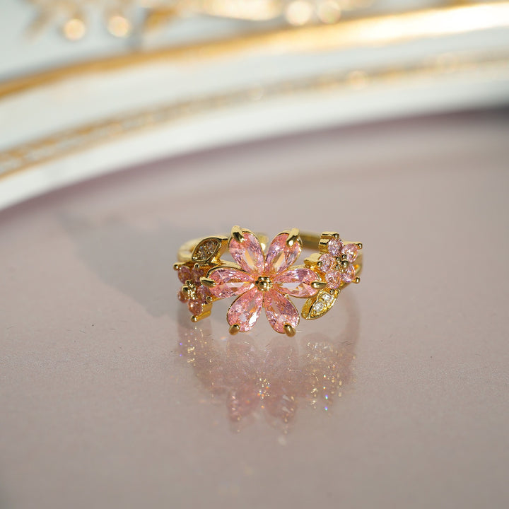 S925 Sterling Silver Marquise CZ Cluster Flower Open Ring