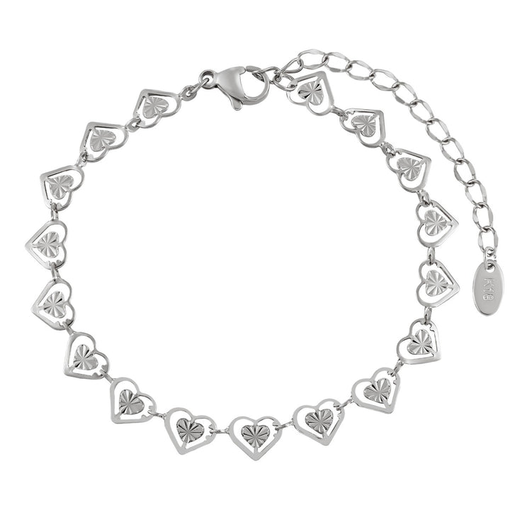 18K Gold Plated Hollow Heart Chain Collection Necklace Bracelet Set