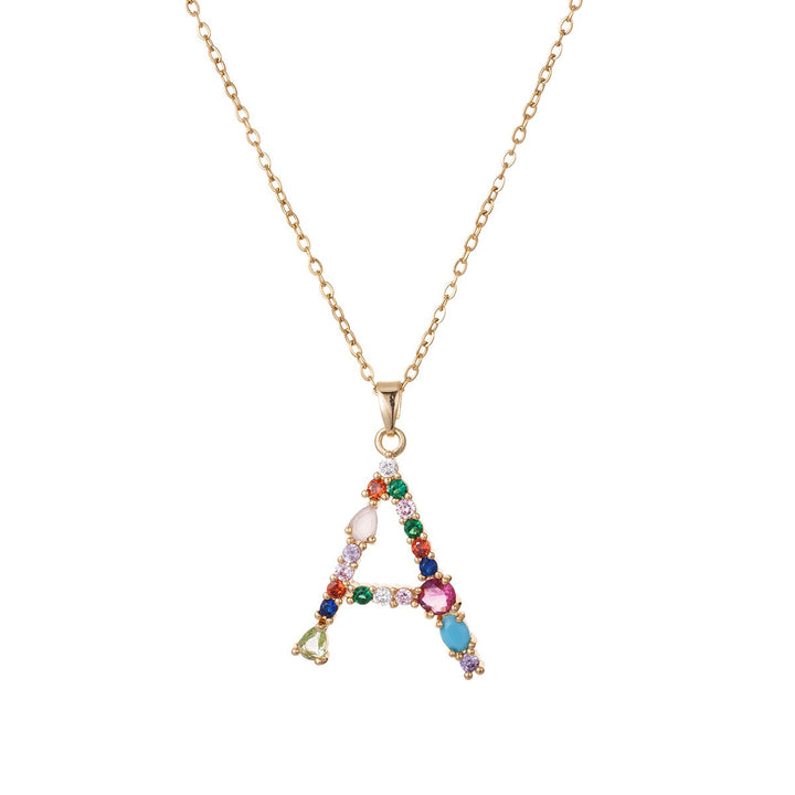 Personalized Colorful Gemstone Initial Necklace