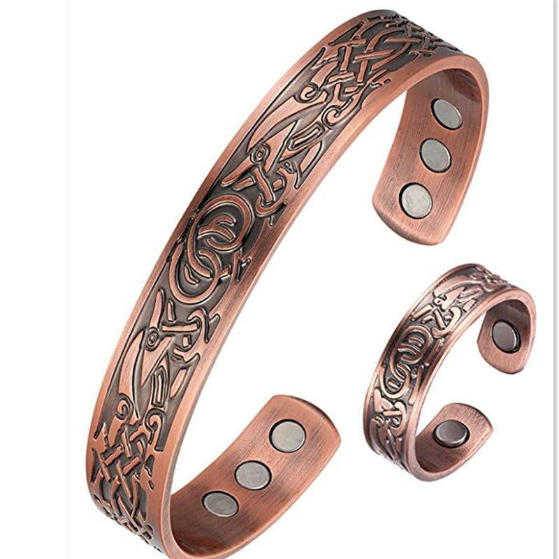 Pure Copper Magnetic Bracelet Ring Set