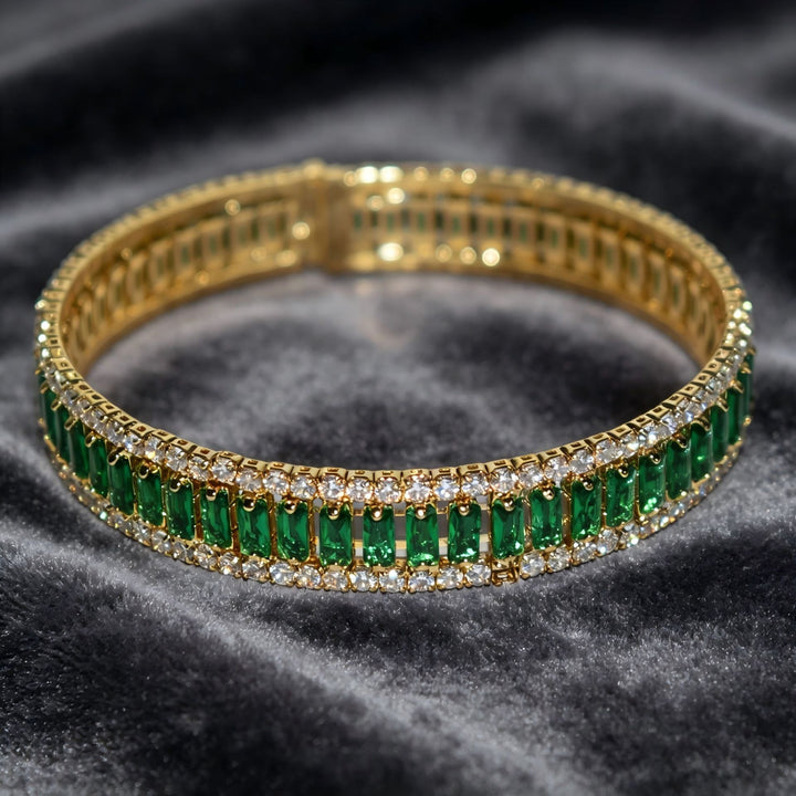 Starlight Rhythm Geometric Pavé Open Cuff Bracelet