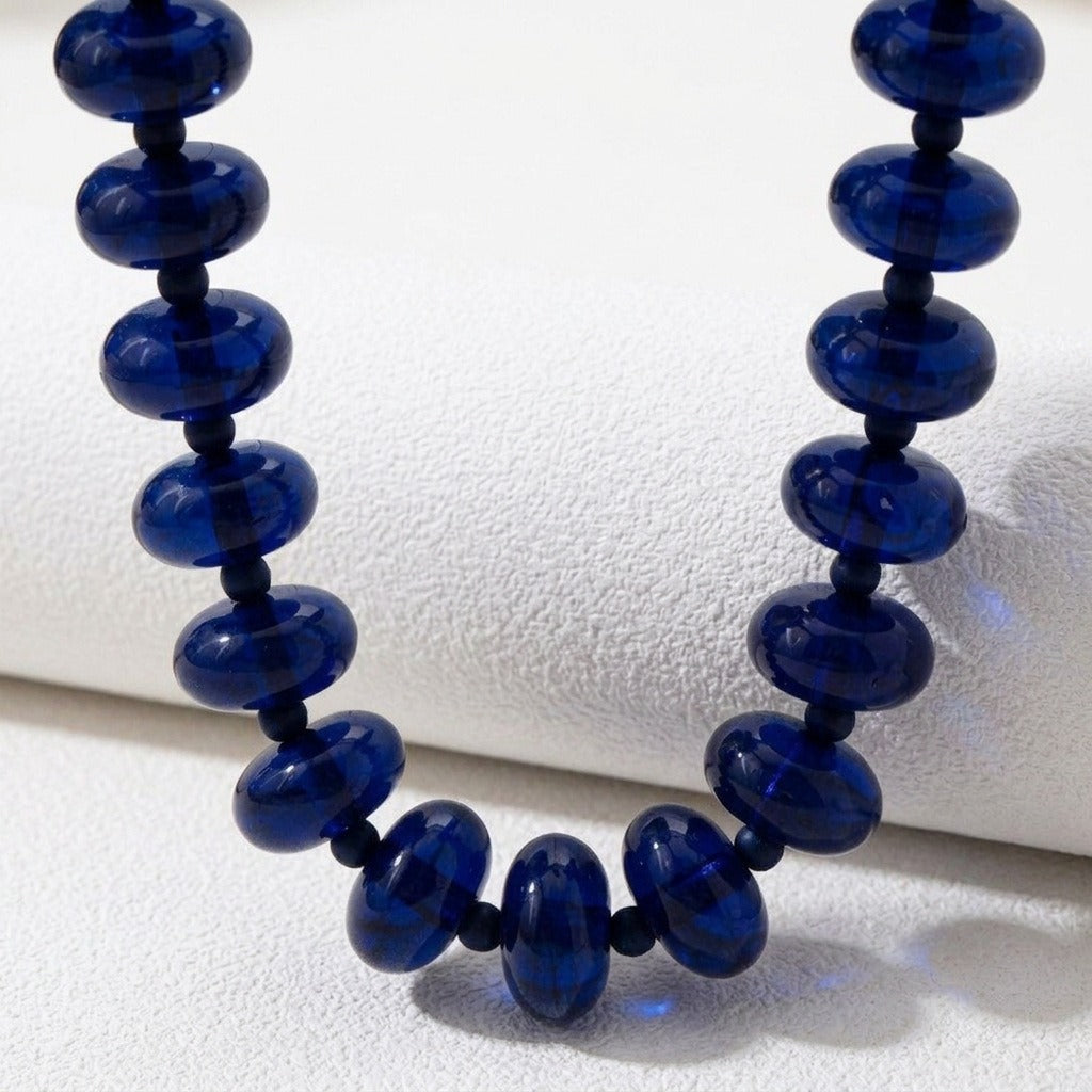 Retro Glossy Marble-Texture Chunky Bead Necklace