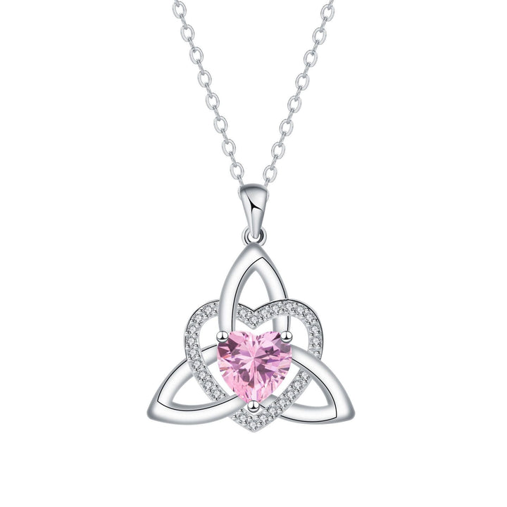 Eternal Bond S925 Sterling Silver Celtic Triquetra Birthstone Necklace