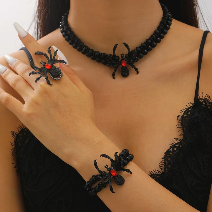 Halloween Dark Queen · Gothic Pavé Spider Beaded Jewelry Set