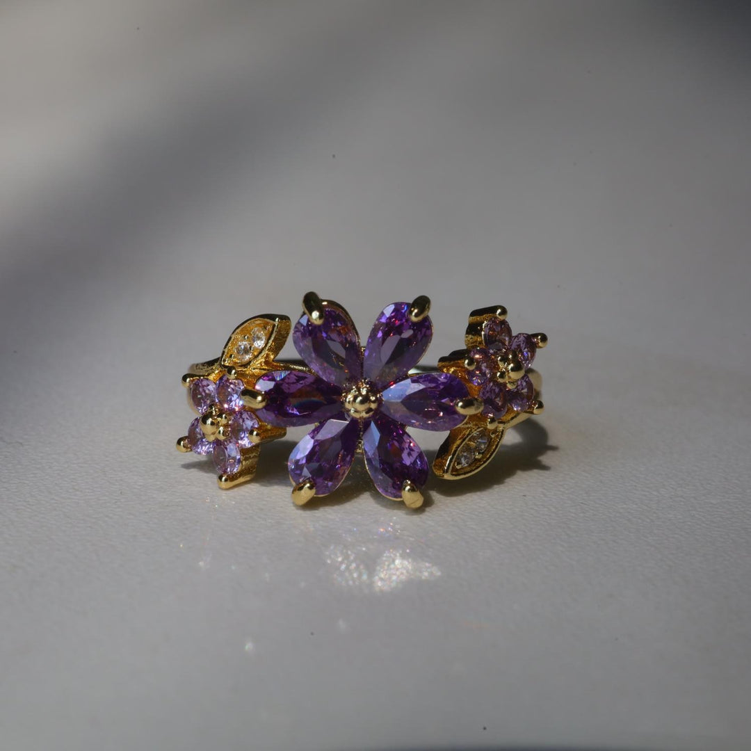 S925 Sterling Silver Marquise CZ Cluster Flower Open Ring