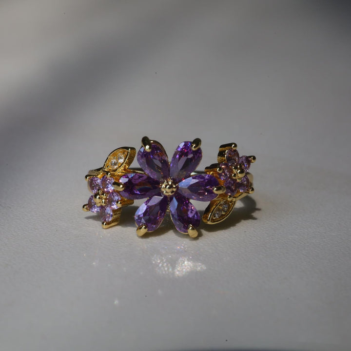 S925 Sterling Silver Marquise CZ Cluster Flower Open Ring