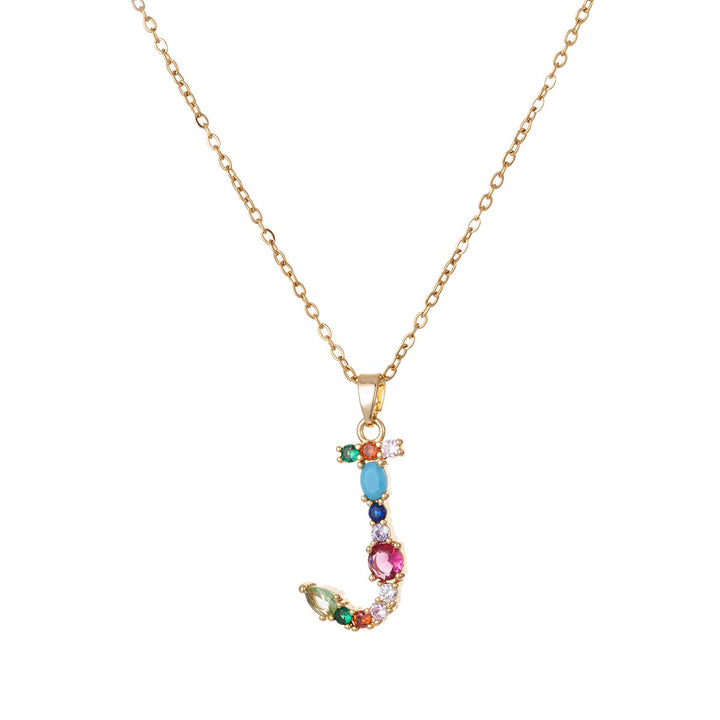 Personalized Colorful Gemstone Initial Necklace