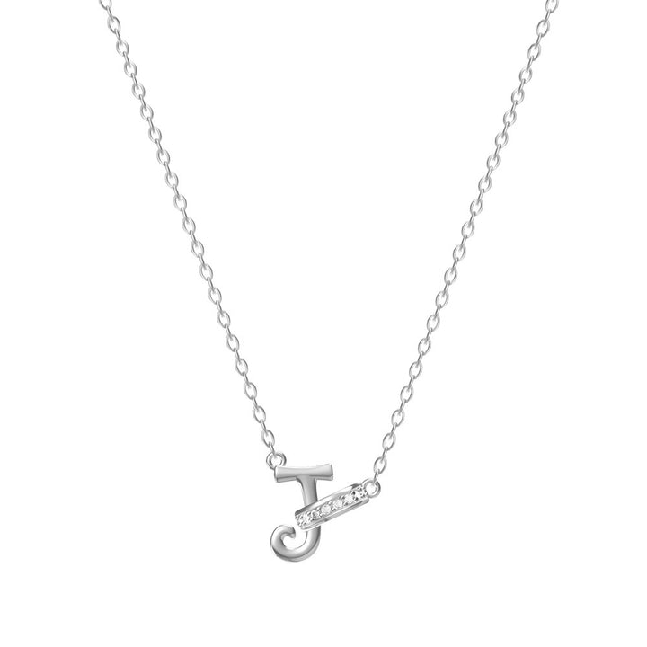 S925 Sterling Silver Micro-Pavé Ring Initial Necklace