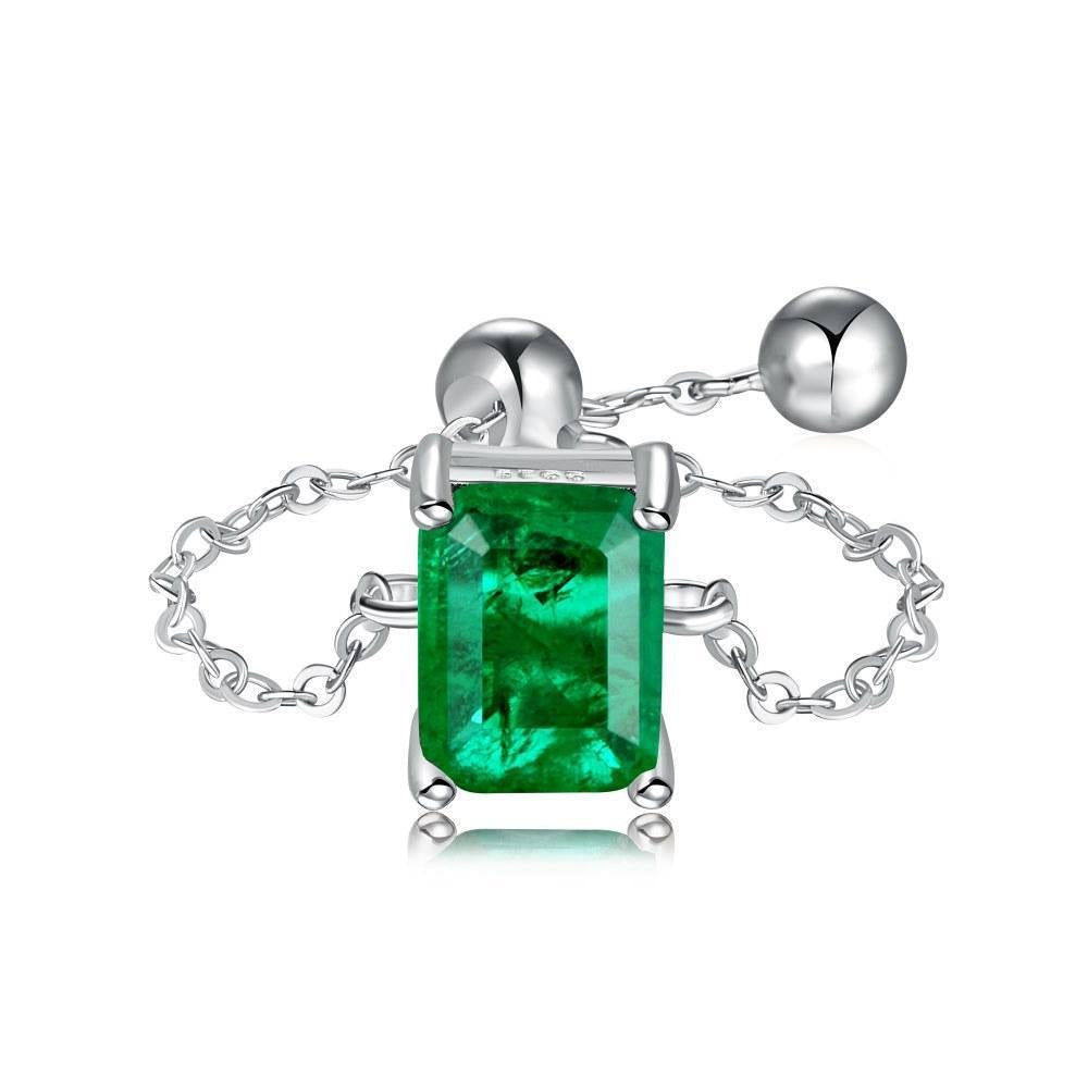 S925 Silver Adjustable Chain Ring | Teardrop, Emerald & Oval CZ